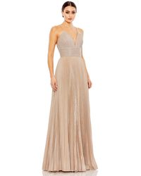 Mac Duggal - Ieena Shimmer Pleated V-neck Open Back Gown - Lyst