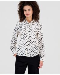 Anne Klein - Crepe Printed Slim-fit Utility Blouse - Lyst