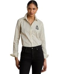 Ralph Lauren - Striped Buttoned Placket Long-sleeve Shirt - Lyst