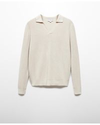 Mango - Ribbed Knit Polo Shirt - Lyst