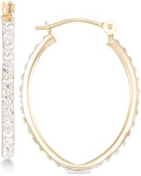 Macy's - Crystal Pave Tapered Hoop Earring - Lyst