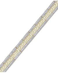 Macy's - Diamond Accent Greek Key Bracelet In Silver Plate Or Gold Plated Brass - Lyst