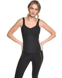 DKNY - Built-in Shelf Bra Colorblock V-neck Tank Top - Lyst