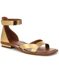 Franco Sarto - Elisa Open Square Toe Ankle Strap Flat Sandals - Lyst