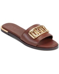 DKNY Waldina Slip-on Slide Sandals in Brown | Lyst