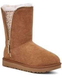 ugg classic short zip bootie grey