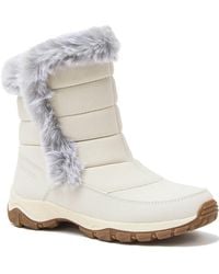 Lands' End - Expedition Faux Fur Waterproof Puffer Snow Boots - Lyst