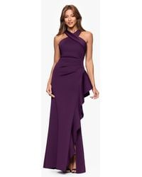 Xscape - Crisscross Halter Side-ruffled Gown - Lyst