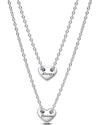 PANDORA - Forever Always Splittable Heart Collier Necklaces - Lyst