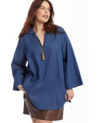 June + Vie - June + Vie Plus Size Cotton Denim Blouse - Lyst