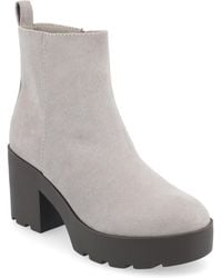Journee Collection - Cassidy Platform Block Heel Lug Sole Booties - Lyst