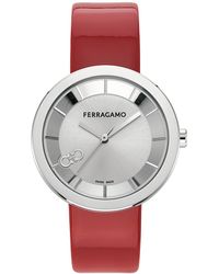 Ferragamo - Salvatore Swiss Red Patent Leather Strap Watch 35mm - Lyst