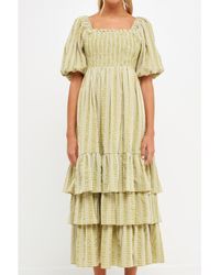 English Factory - Gingham Striped Multi Tiered Maxi - Lyst