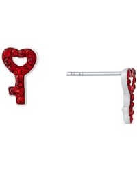 Giani Bernini - Red Crystal Pavé Heart Key Stud Earrings In Sterling Silver, Created For Macy's - Lyst