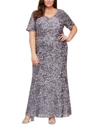 Alex Evenings - Plus Size Sequined Flutter-sleeve Gown - Lyst