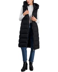 DKNY - Hooded Sleeveless Long Puffer Vest - Lyst