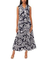 Msk - Printed Smocked-waist Tiered Maxi Dress - Lyst