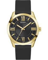 Guess - Analog Gold-tone Silicone Strap Watch - Lyst