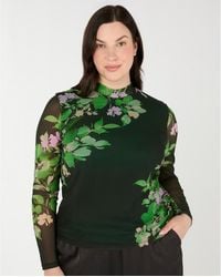Estelle - Fiora Floral Sheer Long Sleeve Mock Neck Mesh Top - Lyst