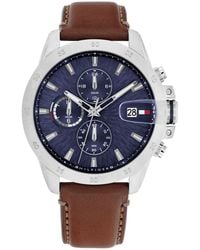 Tommy Hilfiger - Multifunction Leather Strap Watch - Lyst