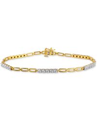 Macy's - Diamond Station & Polished Open Link Bracelet (1/4 Ct. T.w. - Lyst