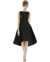 Alfred Sung - Bateau Neck Satin High Low Cocktail Dress - Lyst