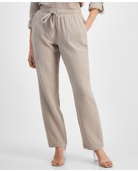 Calvin Klein - Petite Crepe Gauze Straight-leg Pants - Lyst