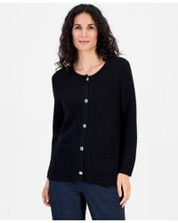 Kasper - Petite Collarless Button-front Cardigan Sweater - Lyst