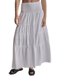 DKNY - Cotton Smocked-waist Tiered Maxi Skirt - Lyst