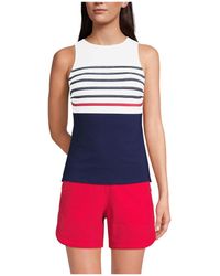 Lands' End - Long Chlorine Resistant High Neck Upf 50 Modest Tankini Swimsuit Top - Lyst