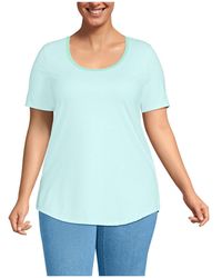 Lands' End - Plus Size Short Sleeve Power Performance Scoop Neck Curved Hem Tunic Tee - Lyst