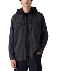 Levi's - Relaxed Fit Hooded Long Sleeve Button-front Overshirt - Lyst