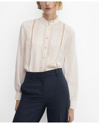 Mango - Lace Trim Shirt - Lyst