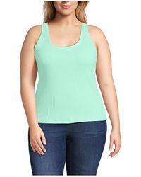 Lands' End - Plus Size Pointelle Rib Uneck Tank - Lyst