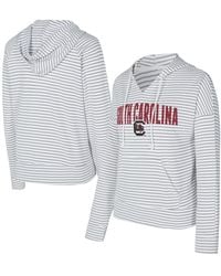 Concepts Sport - White/gray South Carolina Gamecocks French Terry Striped V-neck Pullover Hoodie - Lyst