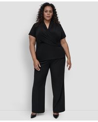 DKNY - Plus Size Short-sleeve Faux-wrap Top - Lyst