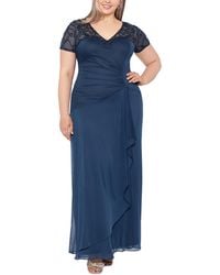 Xscape - Plus Size Beaded Illusion-trim Side-ruched Gown - Lyst