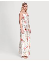 avec les filles women's floral-print lace-trim chiffon dress Tropical Satin Bias Cut Maxi Dress
