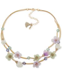 Lonna & Lilly - Gold-tone Pave & Ribbon Flower Beaded Layered Necklace - Lyst