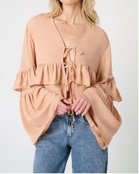 WeWoreWhat - Ruffle Tie Front Top - Lyst