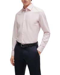 BOSS - Boss By Easy-iron Stretch-cotton Twill Slim-fit Dress Shirt - Lyst