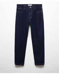 Mango - Relaxed Fit Dark Wash Jeans - Lyst