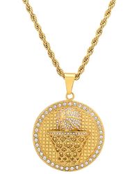 Steeltime - 18k -plated Stainless Steel Simulated Diamond Basketball 24" Pendant Necklace - Lyst