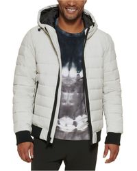 dkny men's quilted hooded bomber jacket