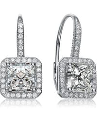 Rachel Glauber - 14k Gold Plated Cubic Zirconia Halo Leverback Earrings - Lyst