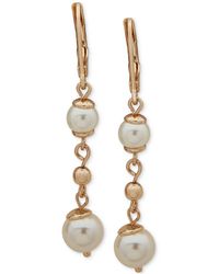 Anne Klein - Gold-tone & Imitation Pearl Beaded Linear Drop Earrings - Lyst