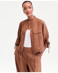 INC International Concepts - Tie-sleeve Chambray Tie-waist Blouse - Lyst