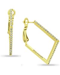 Giani Bernini Cubic Zirconia Square Hoop Earrings In 18k Gold-plated Sterling Silver, Created For Macy's - Metallic