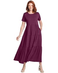 Woman Within - Within Short-sleeve Tiered Dress - Lyst