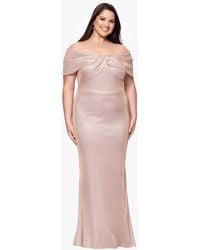 Betsy & Adam - Plus Size Off-the-shoulder Long Sheath Dress - Lyst